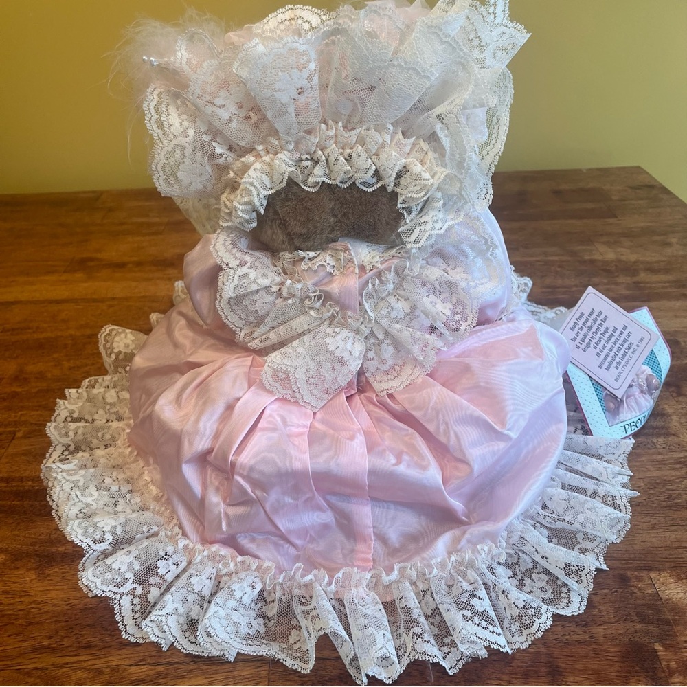 Elegant Pink Lace Teddy Bear - Picture 2 of 2